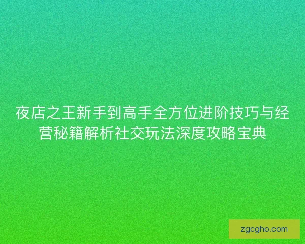 夜店之王新手到高手全方位进阶技巧与经营秘籍解析社交玩法深度攻略宝典