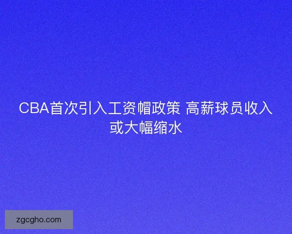 CBA首次引入工资帽政策 高薪球员收入或大幅缩水