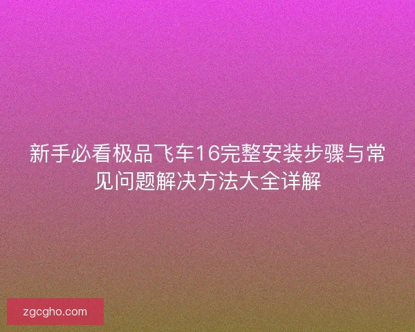新手必看极品飞车16完整安装步骤与常见问题解决方法大全详解